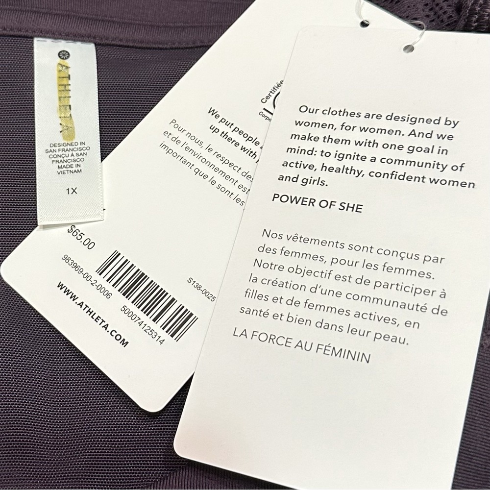 NWT Athleta Shanti Lace Top Plus 1X 16W 18W Deep Crocus Violet Fitted Crop Scoop - Picture 15 of 16
